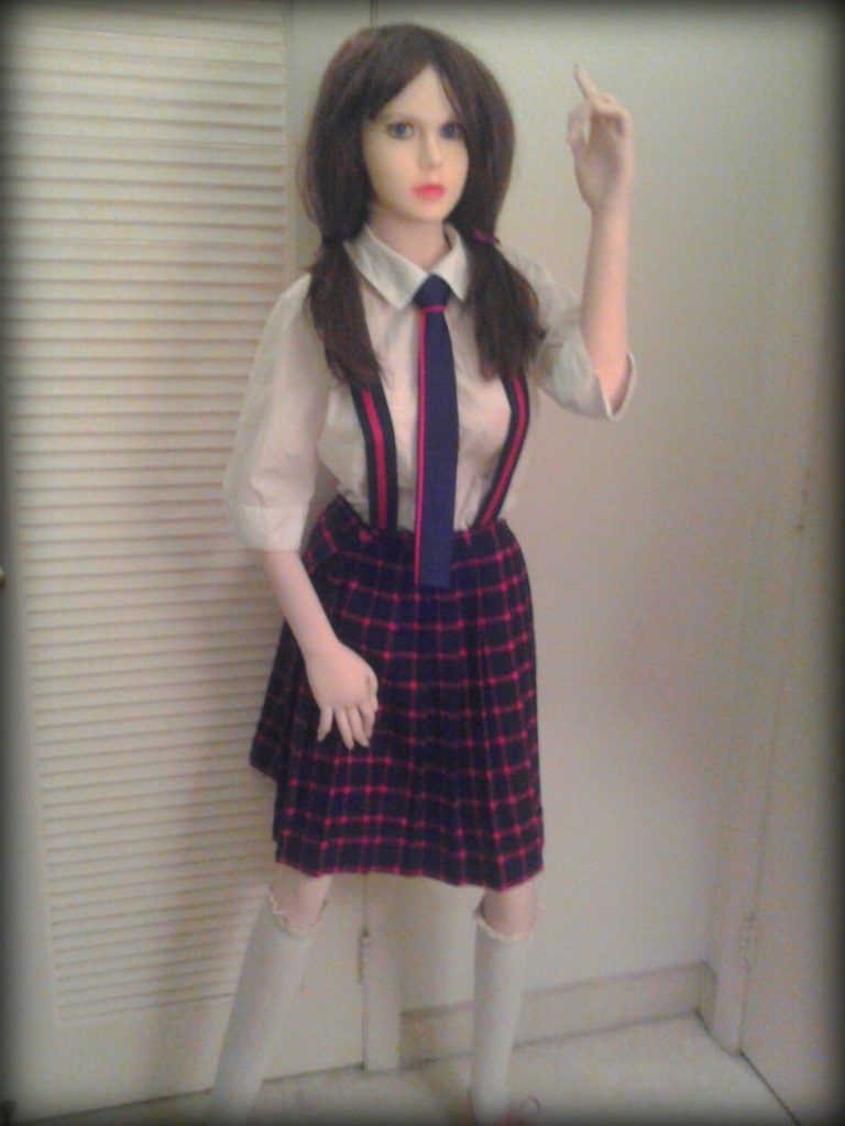 So she’s at it again, this time as a school girl although she’s not thrilled with the in